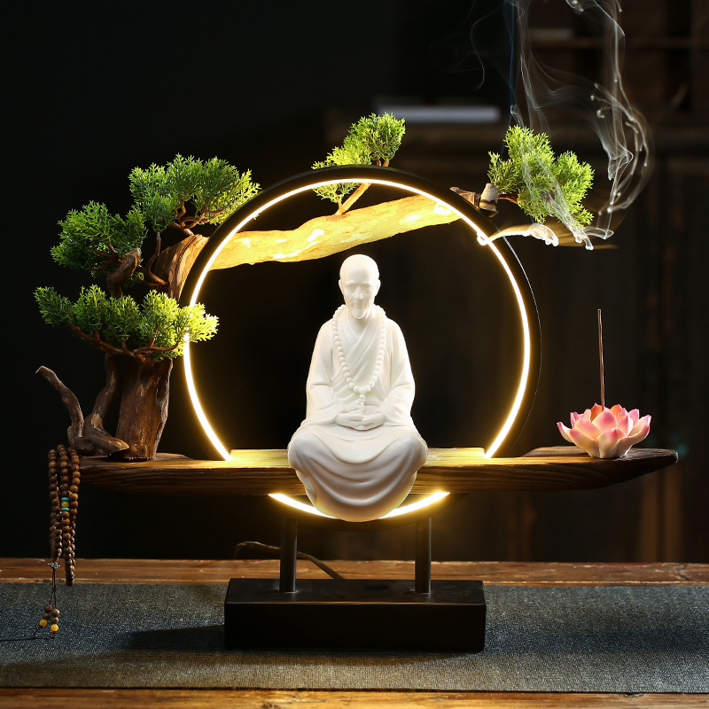 New Chinese meditation Pendulum Piece defied white porcelain Hiroshia Master's home Decorative Living Room Tea Room Bookroom Opening Gift