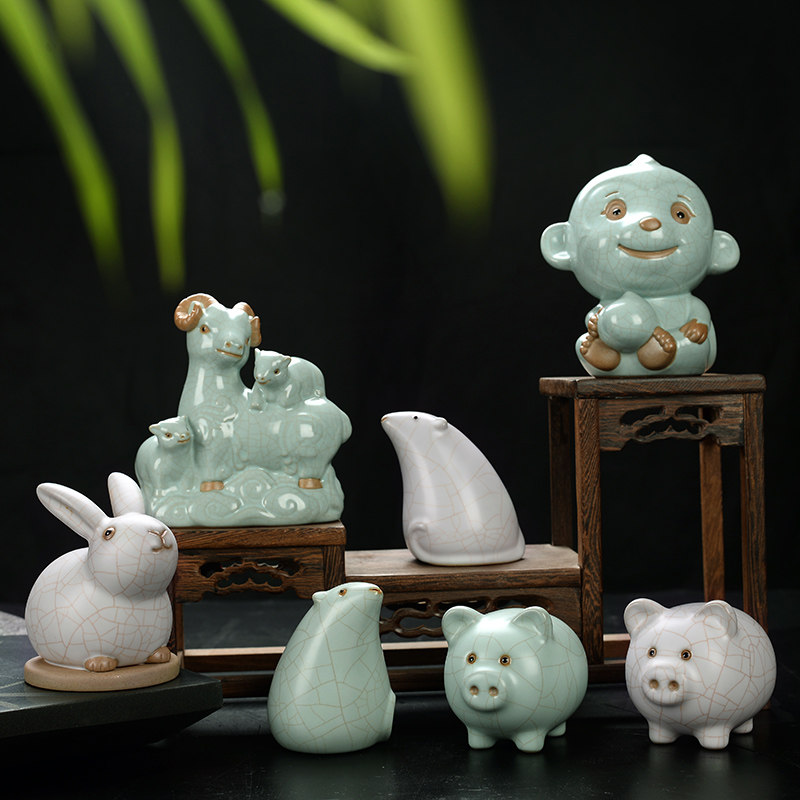 Goalkeeper Ru Kiln Tea Darling Zodiac Pig Pendulum Piece Boutique can raise open sheet Caifu Qigong Fu Tea Accessories Adornment