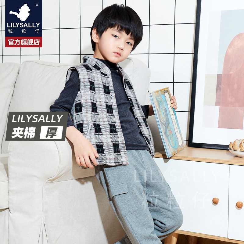 Grain-grain autumn winter Children waistcoat Waistcoat Thickened cotton outside wearing small CUHK boy Kan Shoulder Pure Cotton Waistcoat Foreign Vest