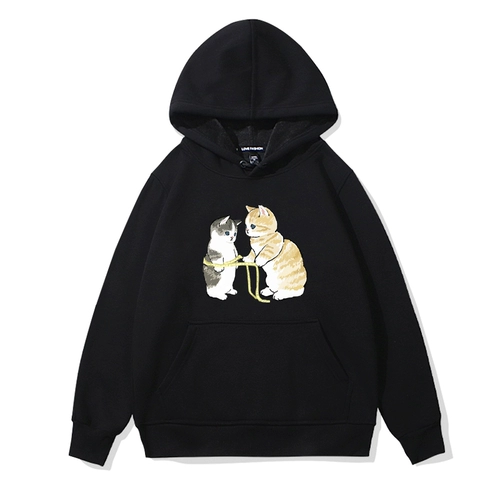 Японская милая толстовка с капюшоном, забавный кролик, кот