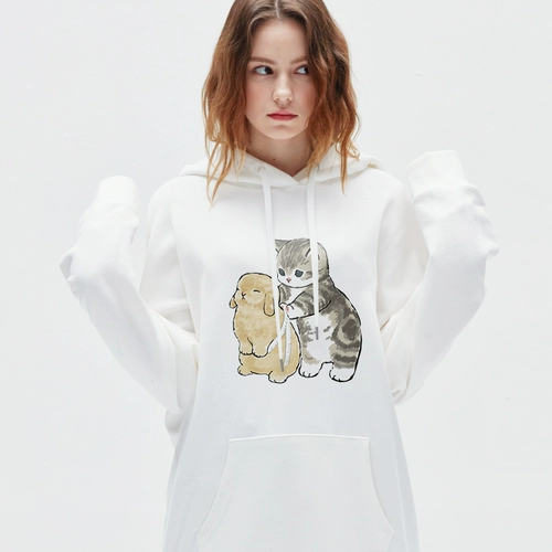 Японская милая толстовка с капюшоном, забавный кролик, кот