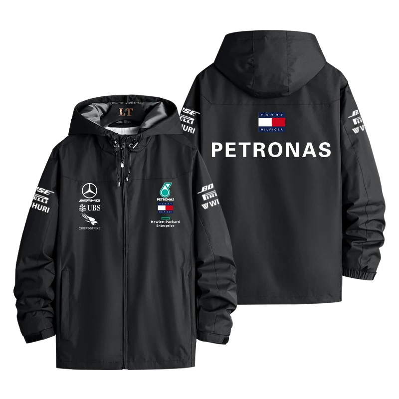 Куртка Mercedes GP Хэмилтон в стиле команды AMG ветровка с капюшоном, ветрозащитная мужская зимняя куртка из полиэстера, стиль F1, мужская куртка