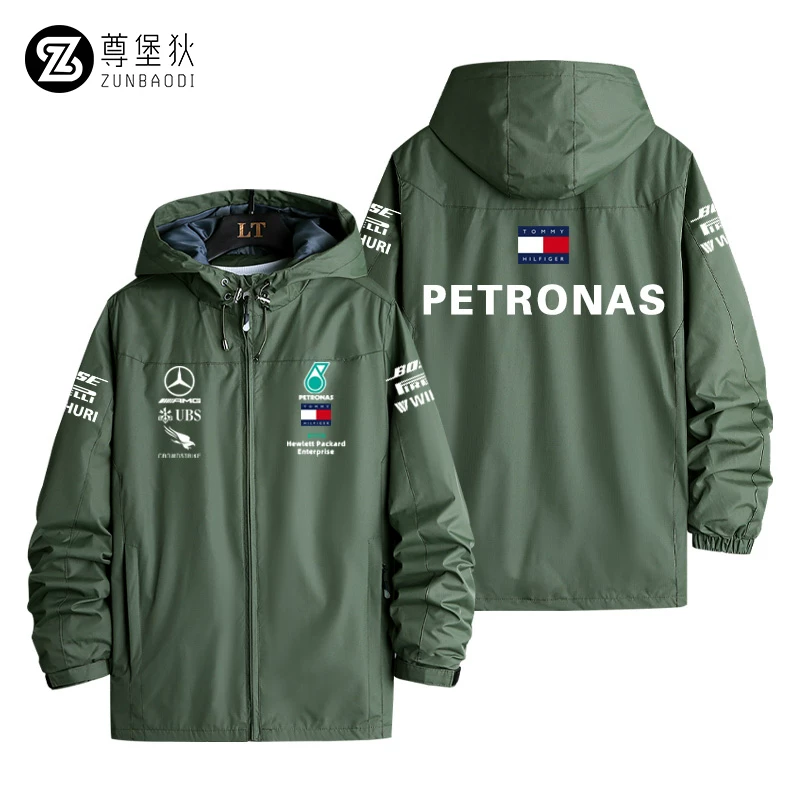 Куртка Mercedes GP Хэмилтон в стиле команды AMG ветровка с капюшоном, ветрозащитная мужская зимняя куртка из полиэстера, стиль F1, мужская куртка