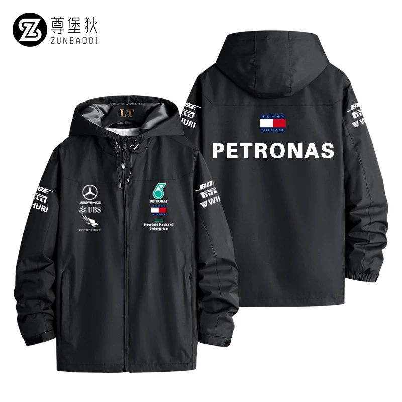 Куртка Mercedes GP Хэмилтон в стиле команды AMG ветровка с капюшоном, ветрозащитная мужская зимняя куртка из полиэстера, стиль F1, мужская куртка