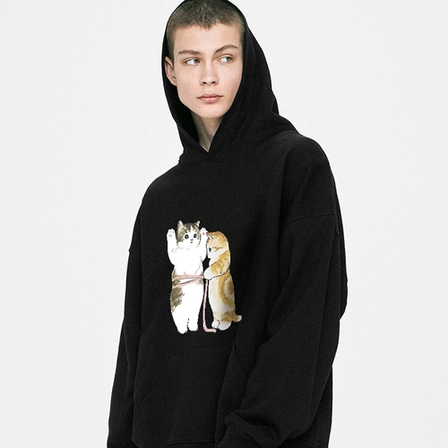 Японская милая толстовка с капюшоном, забавный кролик, кот