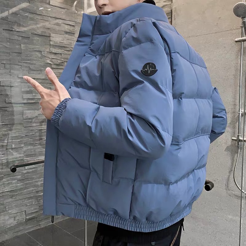 2019秋冬新款男士棒球领加绒加厚潮流休闲棉服百搭纯色外套