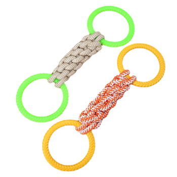 Pet dog toy cotton rope rubber ring grinding teeth resistant