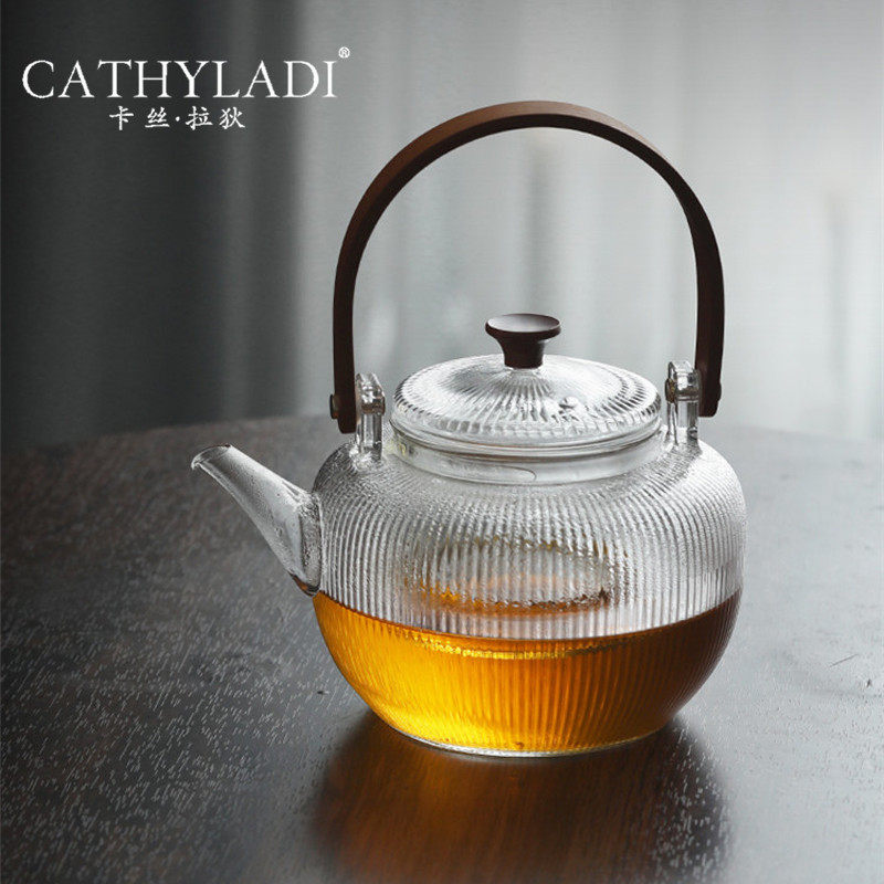 Cathyladi Glass Tea pot Kunfu Tea Materials household with simple high temperature steam teapot electric pot cooker tea device