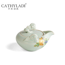 Cathyladi Ru kiln ceramic bubble teapot Chinese style simple tea art kung fu tea set small travel portable single pot