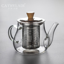 Cathyladi stainless steel glass teapot home Japanese high temperature resistant single pot simple kung fu tea set tea maker