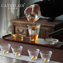 Cathyladi Japanese style glass kung fu tea set set home simple office gilt lazy man tea cup set