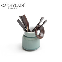 Cathyladi simple ceramic tea ceremony six gentlemen home guests ebony tea clip kung fu tea set spare parts