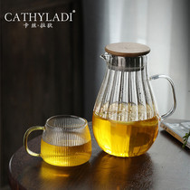 Cathyladi large-capacity glass kettle home simple heat-resistant and high temperature resistant pot retro-style juice jug