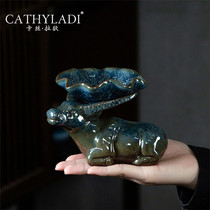 Cathyladi kiln change ceramic tea leak fine filter household creative tea pet ornaments kung fu tea ceremony accessories