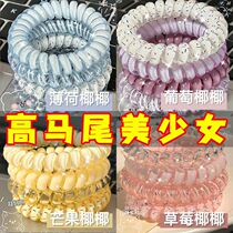 Korean girls high-quality grape coconut coconut polka dot phone cord summer fresh and versatile daily hair rope hair tie