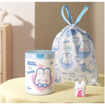 Drawstring garbage bag portable thickened kitchen plastic bag cartoon large roll home string home daily set