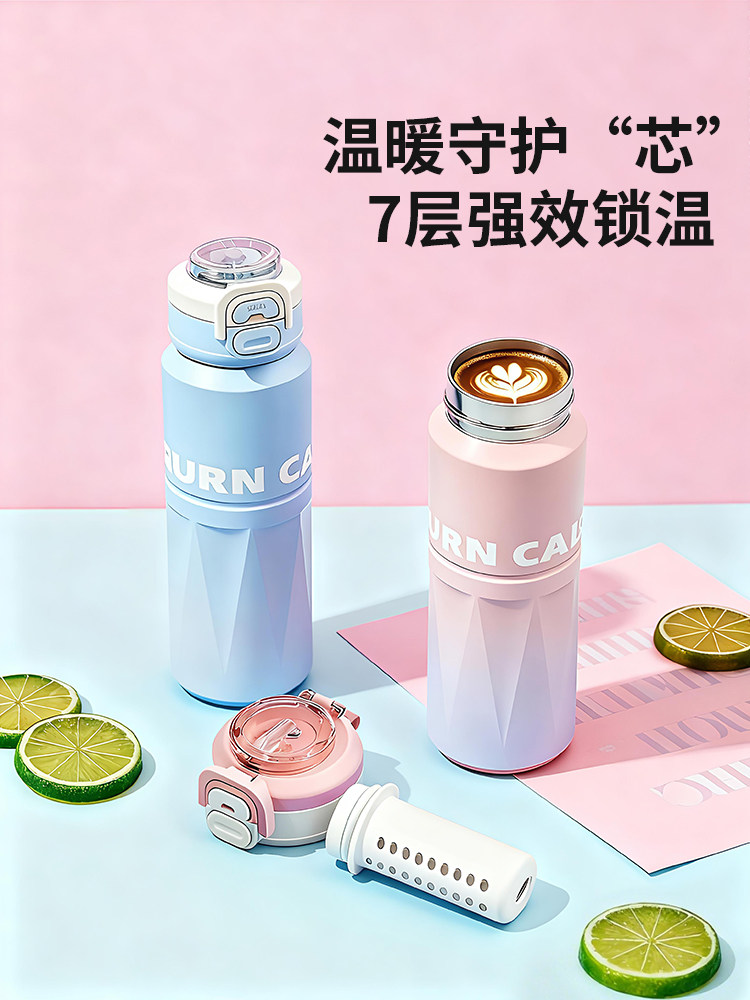 New Insulated Cup with High Aesthetic Appeal, Portable Straw Cup for Children and Students, Cold-Keeping Cup, 316 Stainless Steel Water Cup, Large Capacity