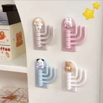 Rotatable strong adhesive wall-free punch hook student dormitory storage three hook sticky hook