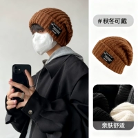 [Карамельный цвет] Свободная вязаная шапка A259