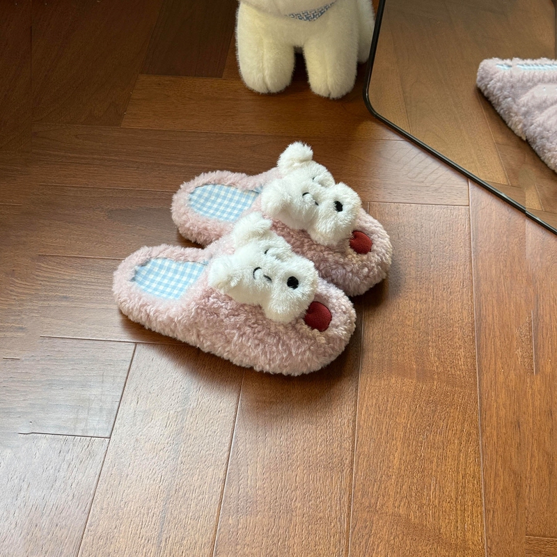 Teddy Curly Puppy Cotton Slippers for Women, Cartoon Winter Home Non-Slip Plush Slippers, Can Be Worn Outside, Warm Shoes Teddy Curly Puppy Cotton Slippers for Women, Cartoon Winter Home Non-Slip Plush Slippers, Can Be Worn Outside, Warm Shoes
