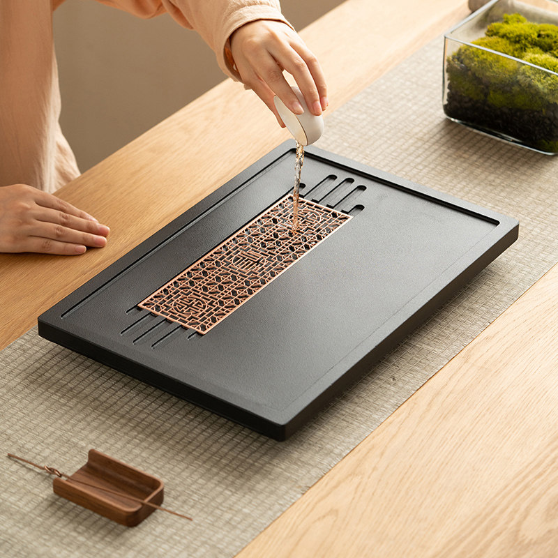 Tea Tray for Home Use 2025 New Model Rectangular Kung Fu Tea Set Tea Table Drainage Tray Modern High-End Dry Brewing Tray Tea Tray