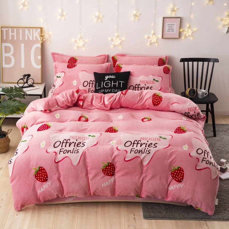 Winter coral velvet double-sided velvet flannel quilt cover warm and thick quilt cover plus fleece warmer warm cloth on the supplies thickened