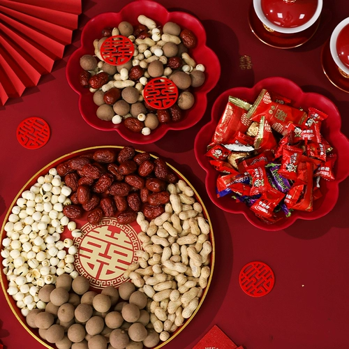 Фруктовая тарелка узел свадьба Специальный свадебный диск свадебный банкет гостиная сухой фрукты Красное счастье диск свадебные товары