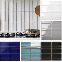 All-ceramic long strip tiles 32X145 kitchen bathroom crystal green and white tiles restaurant store strip handmade tiles