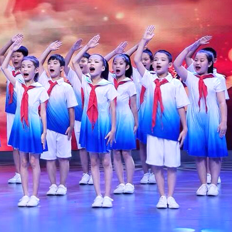 National Day children's red scarves with great chorus show to serve primary and middle school students to perform the children's heart to the Party to pass on the dance recitation-Taobao