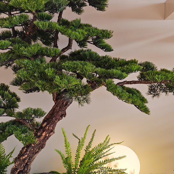 High-Quality Artificial Welcoming Pine Tree, Fake Arborvitae, New Chinese-Style Indoor Landscaping Green Plant, Zen-Style Window Display Decorative Tree