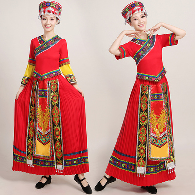Chinese folk Miao hmong dance costumes for women Yunnan Yi clothes ethnic minority Yi women Zhuang Yao dance costumes