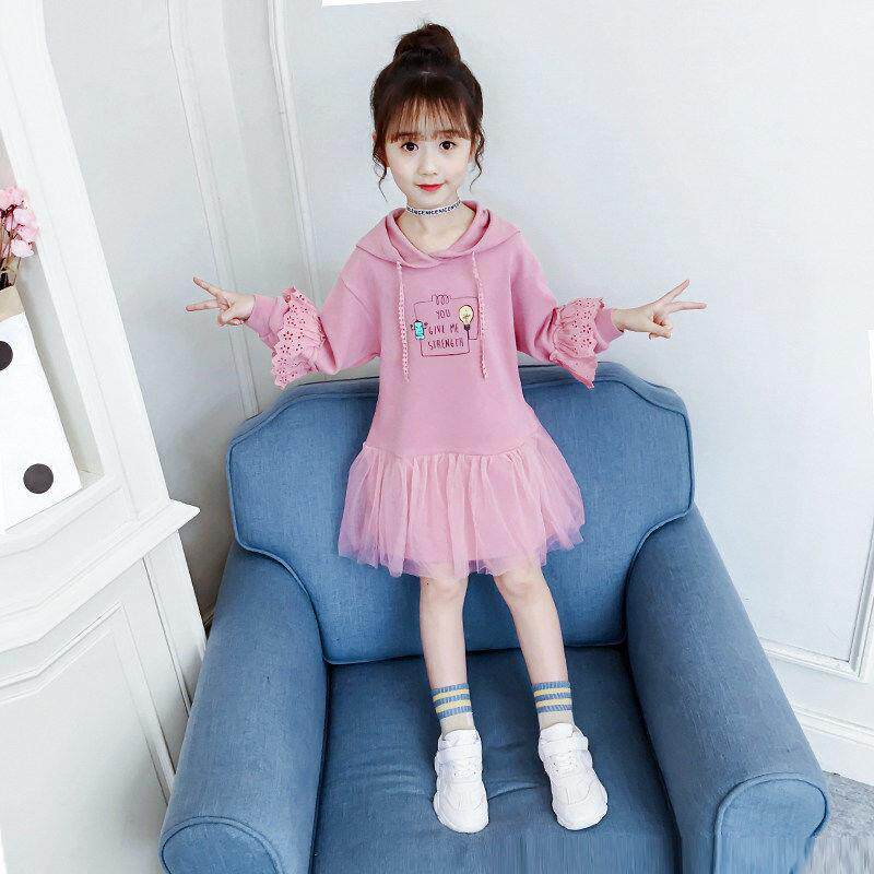 Girls 2020 new spring dress children's Spring and Autumn Sweater Skirt in big children's clothing foreign style girl long sleeve skirt