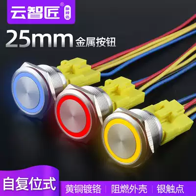 25mm stainless steel metal button switch self-reset with ring light waterproof button car horn computer modification