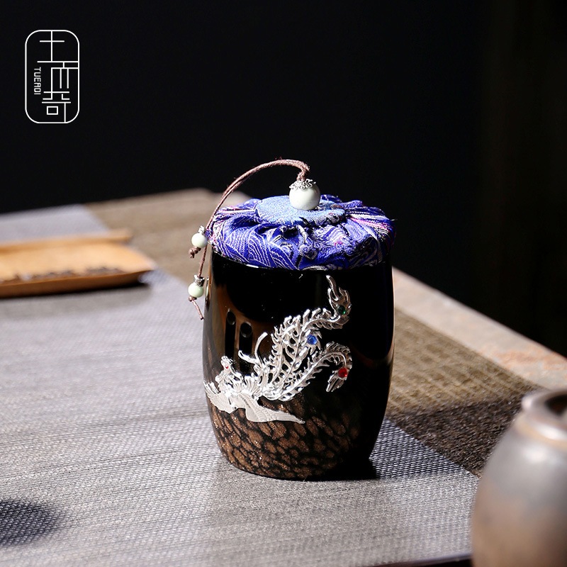 Silver decoration SILVER SEAL STORAGE TANK TEA LEAF JARS PACKAGING GLASS STORAGE JAR STORAGE TANK PU'ER DEPOSITORY TEA JAR