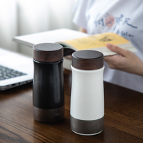 Double layer ceramic office water cup insulation anti-burn business lip cup live water wellness cup tea water cup with hand gift box dress