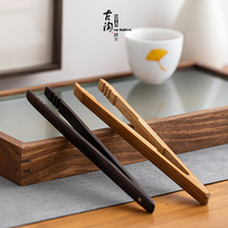 Day Style Bamboo Tea Clip Black Sandalwood Tea Cup Tea Clips Tweezers Solid Wood Kongfu Tea Utensils Tea Accessories spare parts
