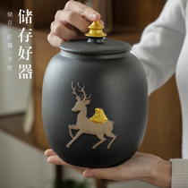 Coarse tea cans ceramic large sealed cans bulk household Puer tea cans moisture-proof creativity all the way to wake up tea cans