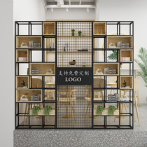 Loft wrought iron partition shelf screen display stand living room bookshelf modern minimalist industrial style locker entrance