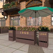 Iron outdoor flower box combination custom stainless steel flower bed municipal greening rectangular flower trough sales department flower stand