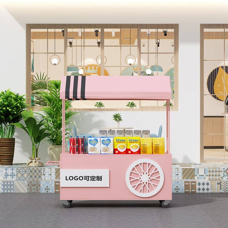 Show Rack Small Cart Mobile Iron Art Flower Car Pendulum stall Car Square promotional underwriter with creative vending caravan dining car
