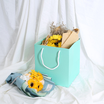 White cardboard tote bag square large bouquet packaging bag flower bag flower box gift storage bouquet tote bag