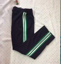 Primary and secondary school students school pants casual pants trousers straight tube display thin pants three green bars two white bars pure cotton pants sports pants Joker