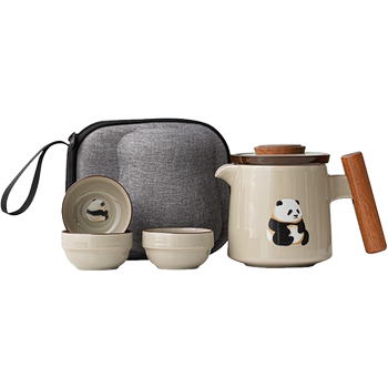 Travel tea set herbal gray panda quick cup