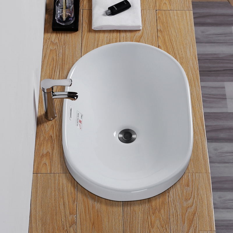 Semi-embedded Taichung basin square semi-hanging counter basin 20 inch 22 inch oval basin wash basin ceramic basin