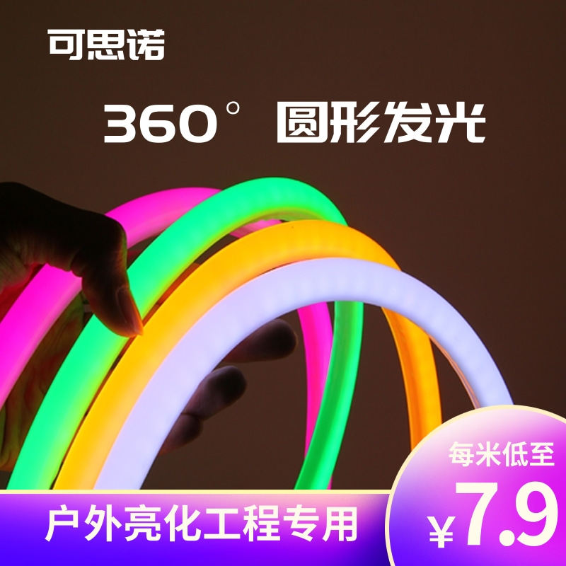 220V led light with outdoor waterproof ultra-bright flexible round soft light strip silicone atmosphere 12V neon light strip