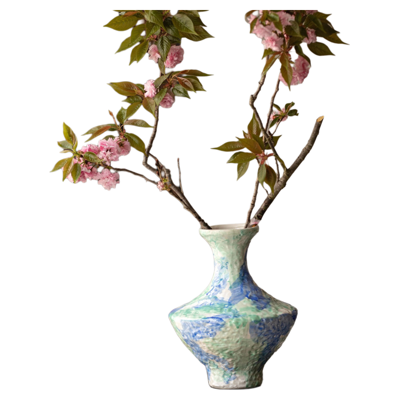 清代　青花花瓶　花器 真葛焼 青花山水図花瓶 - 古好屋