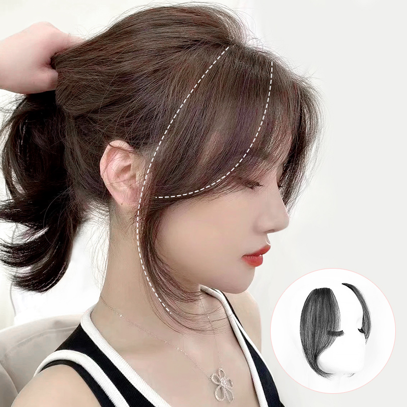 Eight-character bangs wig real hair net red fake bangs hairline patch on both sides invisible natural bangs wig female