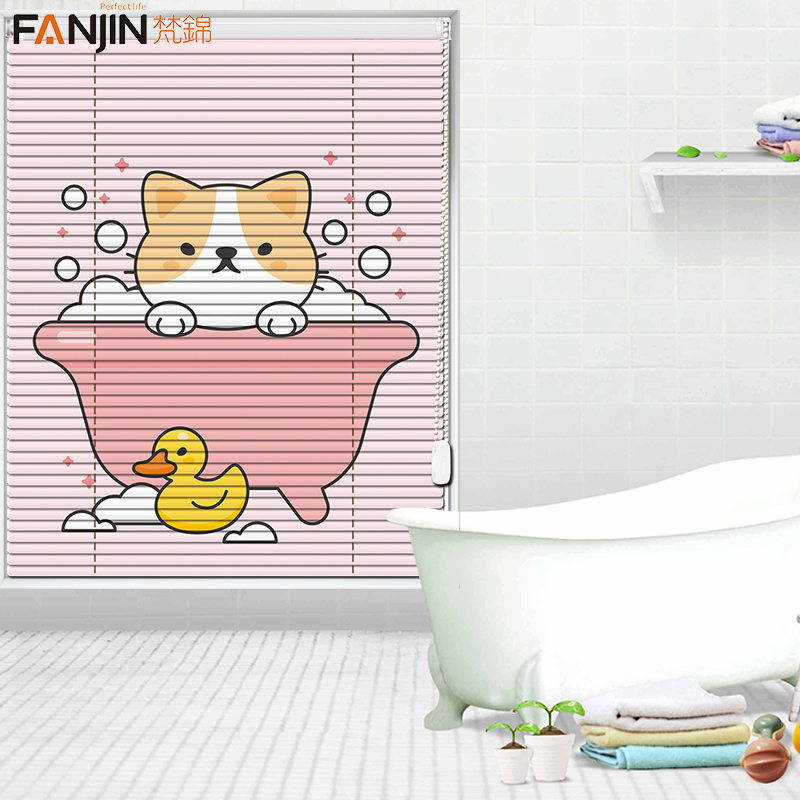 Bathroom free from punching mounting printed aluminum alloy venetian blind bathroom toilet waterproof and mildew-proof and hand lifting