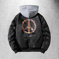 pop aape European and American Tide brand MA1 flower flight suit baseball uniform mens and womens large size hooded cotton jacket jacket jacket