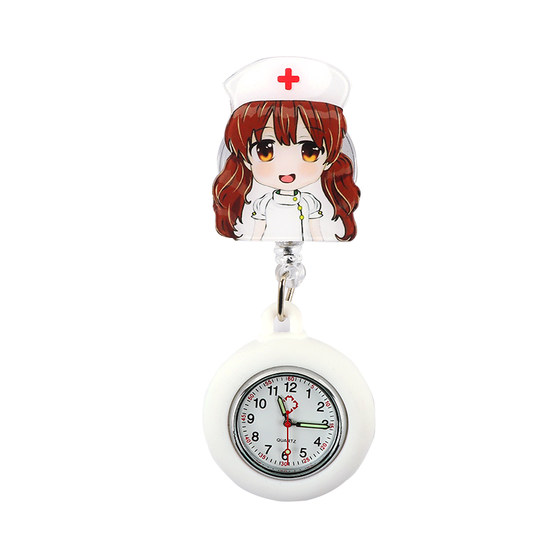 Cartoon Simple Nurse Watch Pocket Watch Chest Watch Pocket Watch Can be Pulled and Stretched Cute Medical Student Female Model Battery Luminous